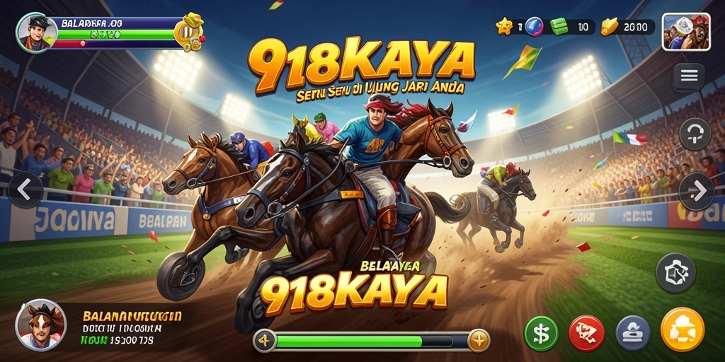 Screenshot gameplay 918KAYA menampilkan aksi balapan seru di jalur yang menantang.