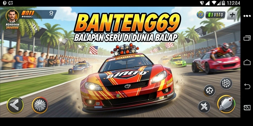 Tampilan gameplay BANTENG69 yang seru dan mendebarkan di lintasan balap.