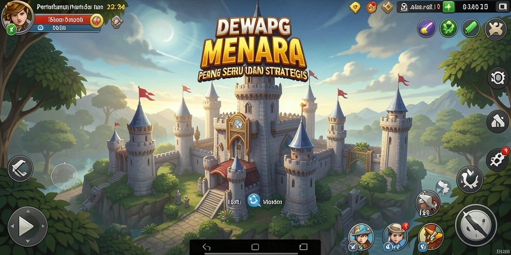 Tampilan gameplay seru dalam DEWAPG dengan menara dan musuh yang beragam.