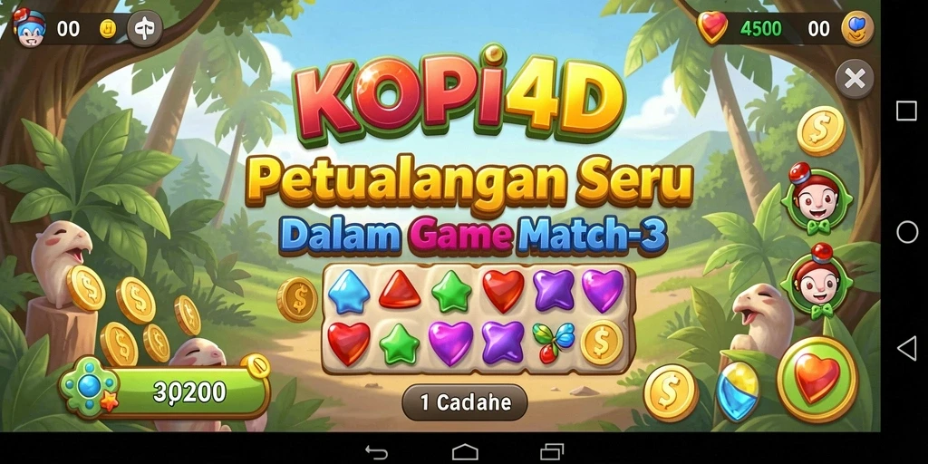 Screenshot gameplay KOPI4D yang menunjukkan kombinasi elemen Match-3 yang menarik.