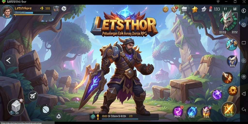 Tangkapan layar utama LETSTHOR menampilkan aksi pertempuran RPG yang mendebarkan.