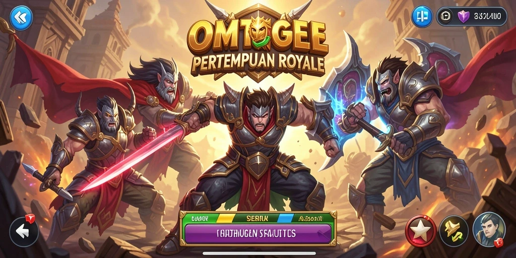 Tampilan seru gameplay OMTOGEL saat pemain bertempur di arena.