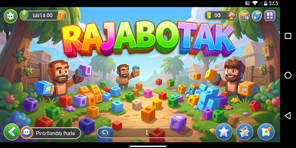 Screenshot utama RAJABOTAK menunjukkan gameplay puzzle yang menarik.