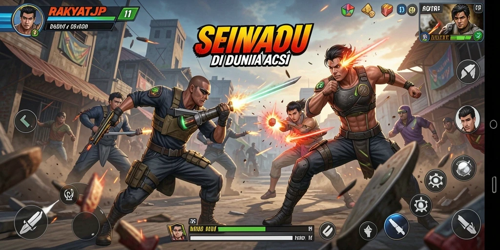 Tampilan gameplay RAKYATJP yang intens dan penuh aksi.