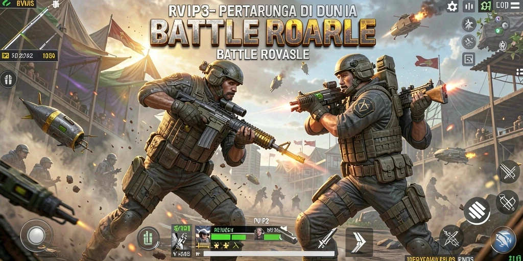 Tampilan menarik dari gameplay RVIP3 dalam pertempuran Battle Royale.