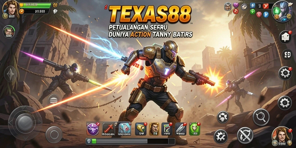 Screenshot utama TEXAS88 dengan gameplay aksi yang intens dan menarik.