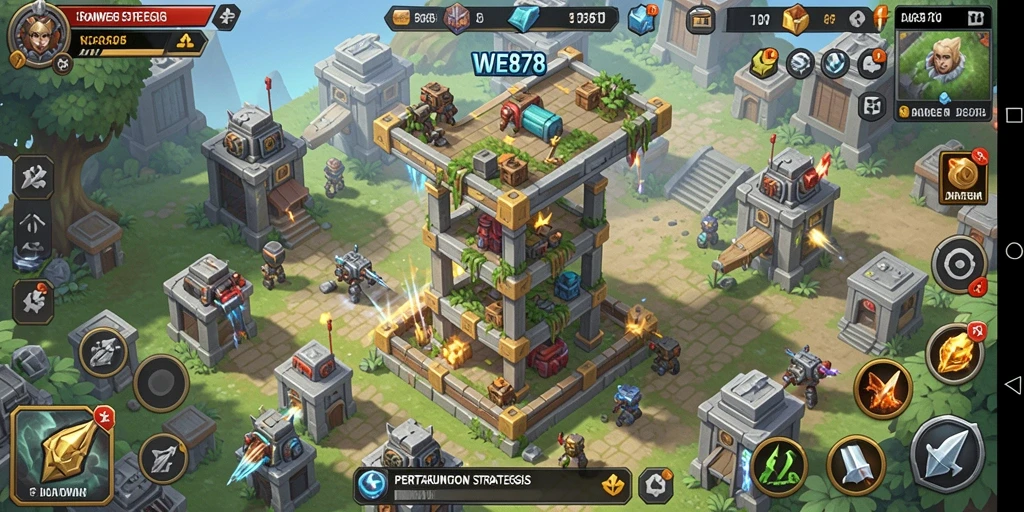 Tampilan gameplay seru dalam <strong>WE878</strong> dengan menara yang menghalau musuh.
